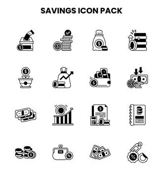 Savings DuoTone Vector Icons Pack Stock Illustration