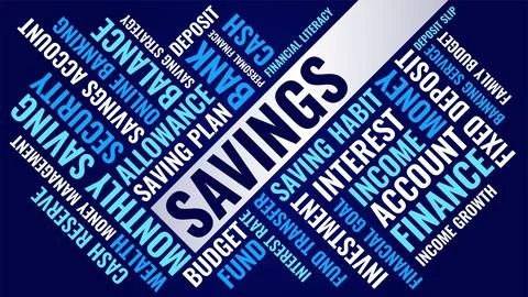 Savings Finance Word Cloud Dynamic Layout Investment Banking Security Concept Stock Illustration