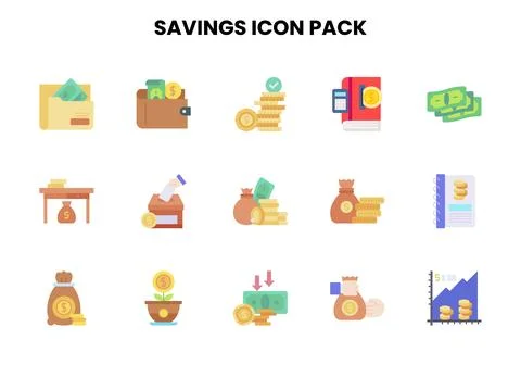 Savings Flat Set Icons Pack イラスト素材