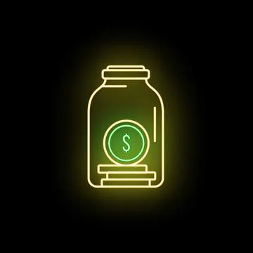 Savings jar neon icon saving money future capital Stock Illustration