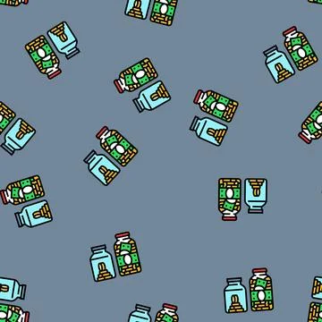 Savings jars different amounts vector seamless pattern Stock Illustration