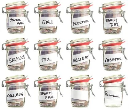 Savings jars Foto stock