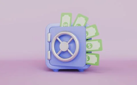 Savings or financial security, Safe filled with green dollar bills Stock Illustration