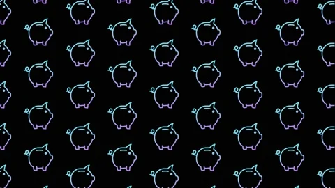 Savings Pig Black Animated Loop Background 4K Stock Footage 217312821