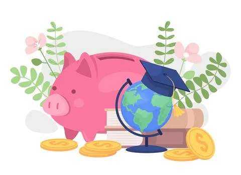 Savings for study abroad flat concept vector illustration Stock Illustration