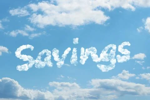 Savings word on cloud Illustrazione stock