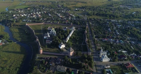 Savior-Euthymeus Monastery and the northern outskirts of Suzdal Stock Footage 103168216