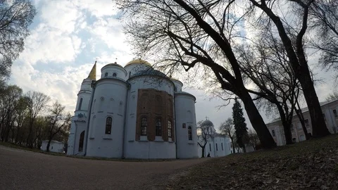 Savior Transfiguration Orthodox Cathedral 11th century, Chernihiv Video stock 106798876