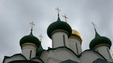 Saviour Monastery of Saint Euthymius in Suzdal Russia with church bells sound Stock Footage 98380957