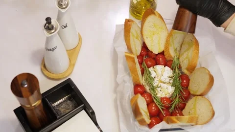 Savor tantalizing appetizer to complement your wine medley of tomatoes cheese Stock Footage 271658141