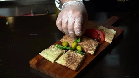 Savoring Flatbread Platter Stock Footage 319950329