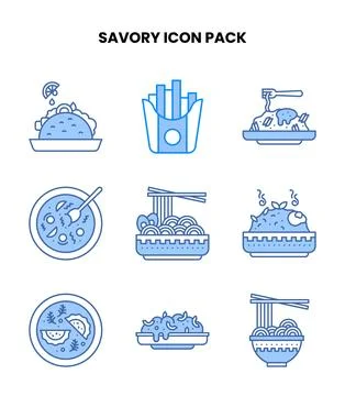 Savory Blue Bundle Icons Pack Stock Illustration
