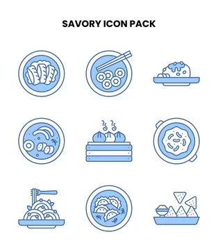 Savory Blue Scalable Icons Pack Stock Illustration