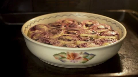 Savory cabbage rolls baking inside a hot domestic oven Stock Footage 333836023