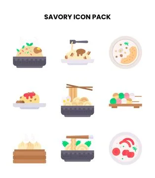 Savory Flat Graphics Icons Pack 库存插图