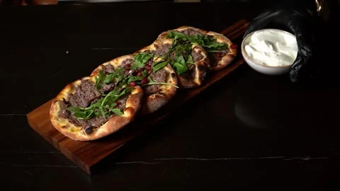 Savory Flatbread Platter Stock Footage 319950361