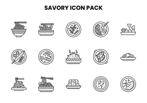 Savory Line Graphics Icons Pack Illustrazione stock