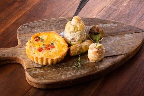 Savory pastry selection Stock Photos