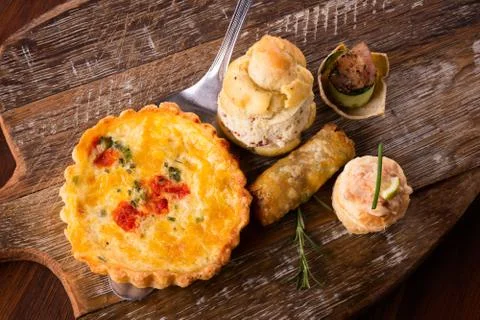Savory pastry selection Stock Photos