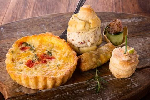 Savory pastry selection Stock Photos