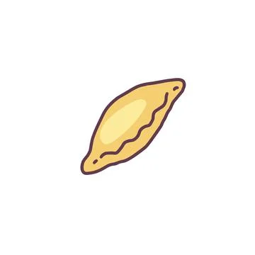 Savory patty or small cake icon, hand drawn doodle vector illustration isolated. Stock Illustration