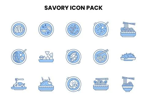 Savory Two Colour Vector Icons Pack Stock Illustration