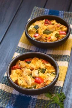 Savory Vegetarian Bread Pudding Stock Photos