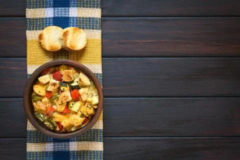 Savory Vegetarian Bread Pudding Stock Photos