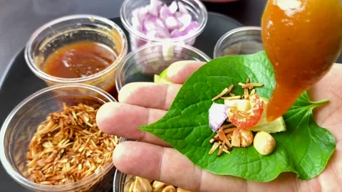 Savoury leaf wraps Stock Footage 320040074