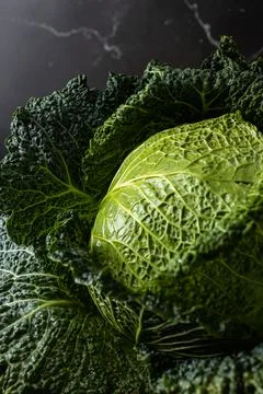 Savoy cabbage close up Stock Photos