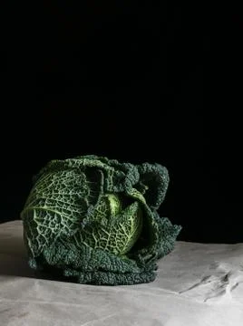 Savoy cabbage head Stock Photos