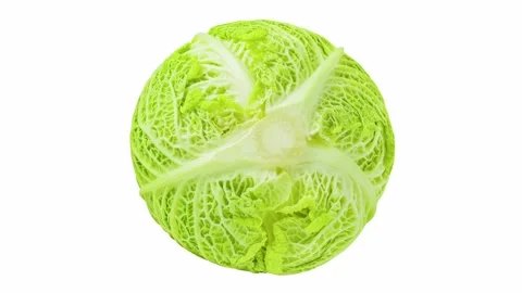Savoy cabbage rotating on white background Stock Footage 243993114
