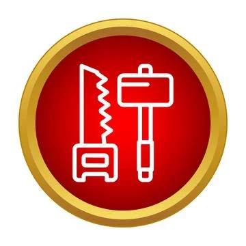 Saw and hammer tools icon for construction and repair Stock Illustration