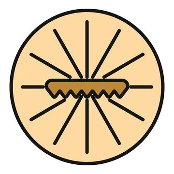 Saw blade cutting a circular log section icon Stock Illustration