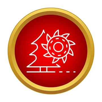 Saw blade cutting down a tree icon Stock Illustration