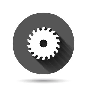 Saw blade icon in flat style. Circular machine vector illustration on black r Stock Illustration
