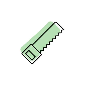 Saw with color shadow vector icon in construction tools set Stock Illustration