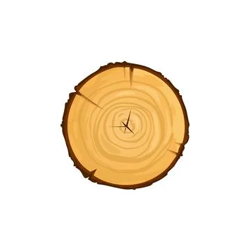 Saw cut tree trunk isolated cartoon wooden rings 스톡 일러스트