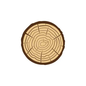 Saw Cut Tree Trunk with Tree Rings vector colored icon Stock Illustration