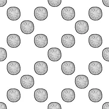 Saw cut of tree trunk vector concept seamless pattern Stock Illustration