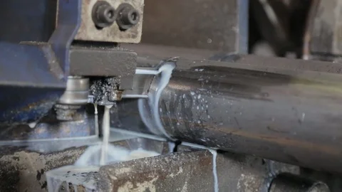 The saw cuts the pipe Stock Footage 93830558