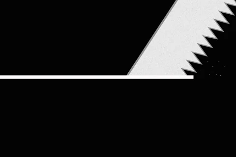 Saw cuts the screen in half dark background Stockbeeldmateriaal 142885633