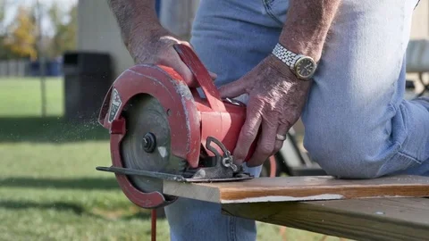 Saw cutting close up Stock Footage 82315236