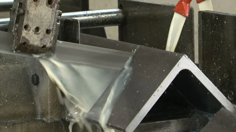Saw cutting iron Stock Footage 37090673