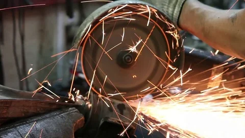 Saw cutting metal Video stock 78556466