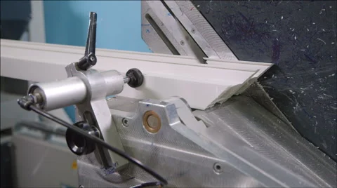 Saw for cutting PVC profile - Plastic windows manufacture 2 Stock Footage 40541240