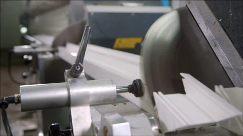 Saw for cutting PVC profile - plastic windows manufacture 3 Stock Footage 40541291