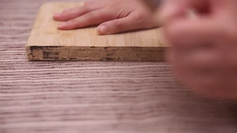 Saw hacksaw to cut the formwork plate (1) Stock Footage 202258829
