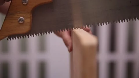 Saw hacksaw to cut the formwork plate (2) Stock Footage 202258833