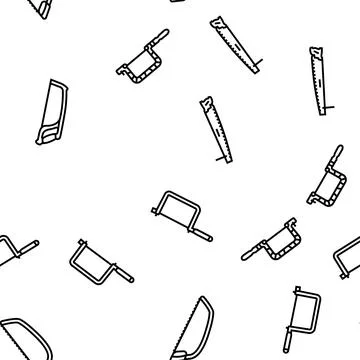 Saw hand wood construction vector seamless pattern Stock Illustration